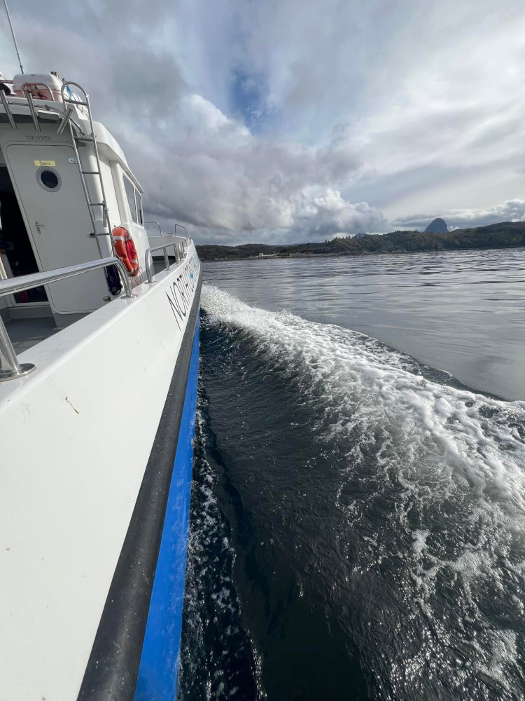starboard side of Julie-Ann, Suilven ahead