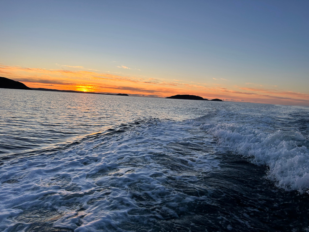Julie-Ann's wake in the sunset